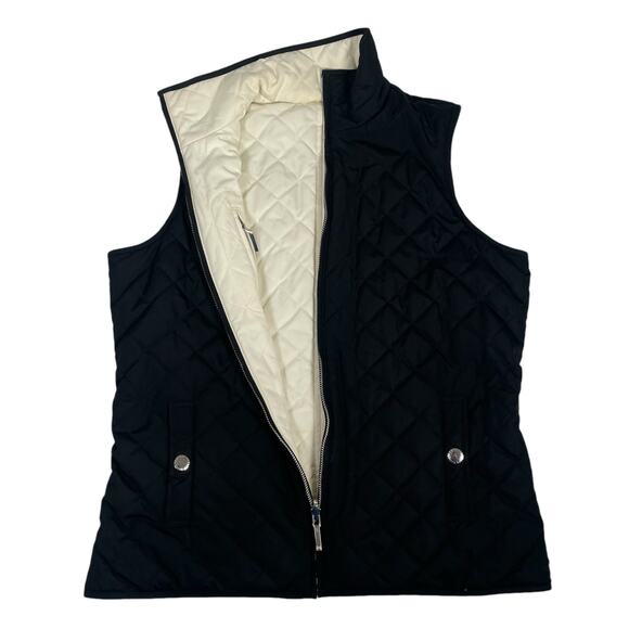 Lauren Ralph Lauren Womens Petite Small Quilted Reversible Vest Black White P/P - Picture 2 of 12